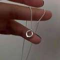 wholesale S925 Sterling Silver Circular Pendant Necklace Minimalist Geometric Circle Necklace Sweet Niche Design Collarbone Chain D9688-0-2