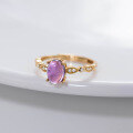 wholesale S925 Sterling Silver Fresh Sweet Ins Style Exquisite Minimalist Design Amethyst Ring with Crystal Zircon R02337-0-3