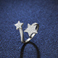 S925 Silver Moissanite Star Moon One Carat Ring for Women-0-1