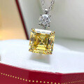 wholesale 925 Silver Zhu Zhifan Jewelry New 10*10 Yellow Diamond High-Carbon Diamond Simple Pendant Women's Fashion Versatile Necklace-0-2