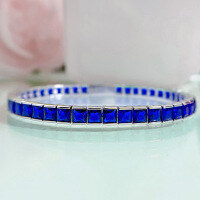 wholesale S925 Silver New Princess-Cut Green Diamond Luxuriously Set Retro Elegant High-End Bracelet by Zhuozhifan Jewelry-Blue diamond 18cm 925 silver