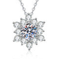 S925 Sterling Silver Moissanite Pendant, 1ct Full-Drill Snowflake Christmas Gift Wholesale-0-3