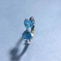 wholesale Metal Material: 925 Sterling Silver Mu Jing Jewelry New 6*6mm Heart-shaped Aquamarine Ring, Cross-border Ins Style, Fashionable and Versatile-0-2
