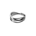 wholesale Sterling Silver S925, Thai Silver Irregular Multi-Layer Line Ring for Women, Ins Distressed Retro Style Trendy Hand Accessory R00992-0-4