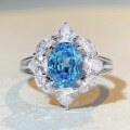 wholesale S925 Sterling Silver New Original Design Aquamarine Ring for Women with Blue Gemstone and Zircon Wholesale-0-3