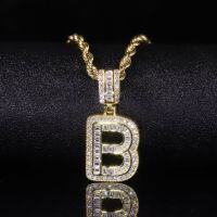 wholesale S925 silver-plated zirconia small batch unique full diamond pendant with cross-border trade unisex initial letter B pendant fashion-B silver pendant (without chain) >925 silver