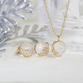 wholesale Sterling Silver Spring Sakura Pink Crystal Necklace and Earrings Set Natural Crystal Wholesale-0-0