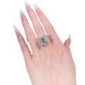 wholesale S925 Sterling Silver Luxury Bezel-Set Vintage Sparkle Ring with European & American New Style Bow Simulated Emerald-0-4