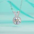 wholesale S925 Sterling Silver Moissanite Round Bezel Necklace for Women, Simple and Fashionable Pendant, Versatile Classic Trendy Light Luxury Korean Style-0-0