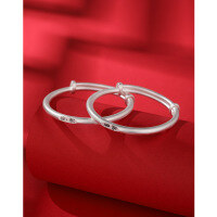 wholesale 999 Pure Silver Baby Bracelet with Longevity Lock, Wishing Peace and Joy, Infant Full Moon and First Birthday Silver Lock-Longevity and Wealth Longevity Lock (approximately 13.4g) >999 Silver