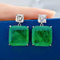 wholesale Metal: 925 Sterling Silver Jewelry new style emerald with inclusions Korean-style ultra-sparkly elegant 15*15-0-3