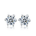 wholesale S925 Sterling Silver Six-Prong Stud Earrings Minimalist Euro-American Hip Hop Zircon Super Sparkling Unisex Popular High-End Earrings-0-4