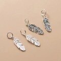 wholesale S925 sterling silver minimalist fashion small feather pendant drop DIY handmade jewelry vintage pure silver accessory-0-2