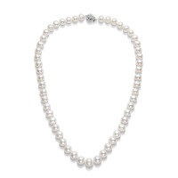 Metal Freshwater Pearl Necklace, Mother's Day Gift-Natural freshwater pearl necklace [round clasp]  Pearls 6-7mm - Chain length (50cm)