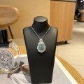 wholesale S925 Sterling Silver Ice-Transparent Sky Blue Chalcedony Inlaid Diamond Buddha Pendant Necklace, Fashion New Chinese Style Versatile Collarbone Chain-0-0