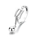 wholesale S925 Sterling Silver Korean-style Ins Hollow Clover Spliced Tassel Ball Chain Niche Open Ring-0-6