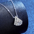 S925 Sterling Silver Moissanite Snowflake Christmas Tree Pendant Necklace, 1 Carat-0-0