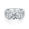 wholesale 18K Gold, Platinum Plated 925 Silver, Moissanite Men's Diamond Ring, 1 Carat Solitaire Engagement Ring with Accent Diamonds, Simple Design-0-0