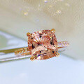 wholesale 925 Sterling Silver 9*9mm Imported High-Carbon Diamond-Cut Square Fancy Zirconia Pink Diamond Simulated Diamond Ring for Wedding-0-2