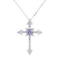 wholesale S925 Sterling Silver Moissanite Cross Pendant Necklace for Women, Minimalist Fashion, Niche Wholesale, Ins Style Summer-0-20