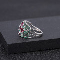 wholesale S925 silver gemstone-embedded ring with a design sense of luxury, sophistication, and natural rose pomegranate, Flourishing Series-0-2