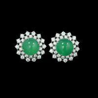 wholesale Gold-Plated 925 Silver High-Carbon Diamond Muzo Green Natural Chalcedony New Chinese Style Hao Lei Same Versatile Women's Earrings-Natural chalcedony 925 silver