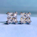 wholesale Sterling Silver Europe & US New Shining Simulated Cushion Cut Ice Diamond Stud Earrings 8*8mm-0-1