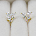 wholesale 9K Gold Japanese Fresh Academic Style Floral Zircon Stud Earrings-0-2