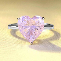 wholesale 925 Silver 4 Carat Heart-Shaped 10*10 High Carbon Diamond Ring, Fashionable and Minimalist-R577 Yellow Diamond No. 7