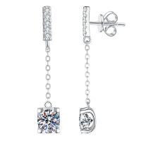 925 Sterling Silver Moissanite Classic Bullhead Tassel Ear Studs, 1ct Wholesale-6.5mm high-carbon stone  925 silver