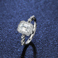 S925 Silver Moissanite Emerald Cut 1 Carat Women's Ring-0-1