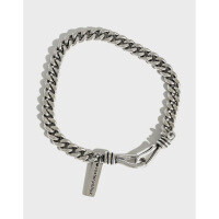 wholesale S925 Sterling Silver Unisex Chain Bracelet with Vintage Charm and Minimalist Style-AS185 [4mm/short] 925 silver