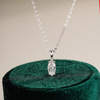 Sterling Silver 1-Carat Moissanite Marquise Pendant Necklace-Set with 1 carat moissanite  925 silver
