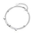 wholesale Metal material cross-border new double-layer heart bracelet for women, elegant and simple design, forest-style fresh and delicate wind hand accessory, perfect for gifting to girlfriends and best friends-0-4