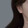 wholesale S925 silver polished linear X-shaped cross earrings, minimalist geometric stylish Korean-style earrings for women M01087-0-1