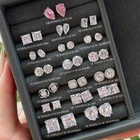 wholesale S925 Sterling Silver Women's 6-10MM Heart Square Pear Shape Zircon Inlaid Minimalist Style Earrings-NE1D0021-SW-WH#6MM 925 silver