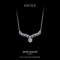 Sterling Silver Moissanite Deer Antler Pendant Necklace Set-S925 sterling silver with 50 point moissanite