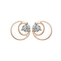 wholesale S925 Sterling Silver Mother-of-Pearl Zircon Moon Earrings Fashion Gentle Elegant Sweet Luxury High-End Earrings-White 925 silver