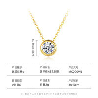 925 Silver Moissanite Round Bubble Necklace Women's Light Luxury Simple D Color-Round Bubble Necklace [1 Carat] 18k Gold  925 Silver