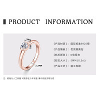 18K Gold Plated 925 Silver D Color Moissanite Four-Leaf Clover Ring-Heart-shaped ring in rose gold  9.5 US size
