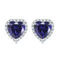 wholesale 925 Sterling Silver European and American Gemstone Heart Earrings for Women, Colorful Zircon Heart-shaped Stud Earrings, High-Quality Wholesale-0-16