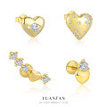 wholesale S925 Sterling Silver Hot-Sale Wholesale Set: Distant Heart Micro-Inlaid Stud Earrings, Minimalist Design-0-1