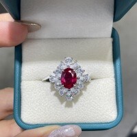 18K Gold Plated Silver Cultured Ruby Pigeon Egg Fashion Ring-2-carat cultured ruby ring  US size 5