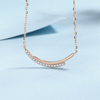 wholesale [925 Sterling Silver] S925 Moissanite Champagne Gold Necklace for Women, Smiling Row Diamond Line Chain, Simple and Advanced with a Cool Sense, Gift for Best Friend-24 points Moissanite (champagne gold)  925 silver