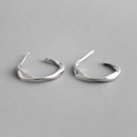 wholesale S925 Sterling Silver Minimalist Möbius Twist Stud Earrings for Women-Platinum [with sterling silver ear plugs] &gt; 925 silver