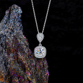 S925 Silver Moissanite Square Pendant Necklace, Light Luxury Choker-0-1