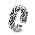 wholesale S925 Sterling Silver Retro Distressed Twist Rope Style Creative and Versatile Open Ring-0-4