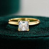 18K Gold Plated S925 Silver 1ct Princess Cut Moissanite Ring-1CT (set with moissanite)  9 yards