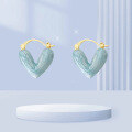wholesale S925 Silver Enamel Drip Heart Stud Earrings for Women, French Minimalist, Small and Delicate, Versatile and Elegant-0-0