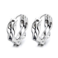 wholesale S925 Sterling Silver Double Twist Geometric Wave Ear Clasp INS Hip Hop Trendy Design Earrings for Women-025FR/approx. 2.9g/pair 925 silver